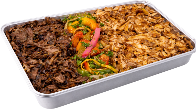 chicken shawarma tray or beef shawarma tray or chicken & beef shawarma tray