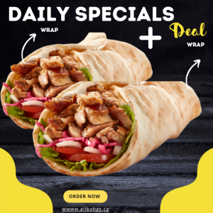 Sunday: 2 Chicken Shawarma Or 2 Beef Shawarma  Wraps