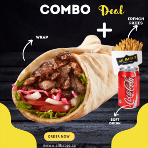 Beef Shawarma Wrap COMBO , Drink & Side